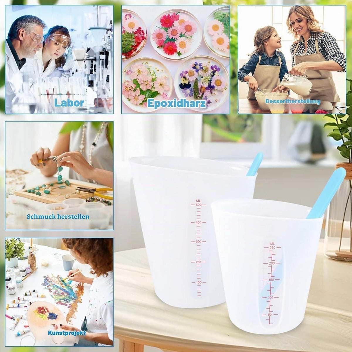 2 Silikon Messbecher Set | Epoxidharz & Gießpulver