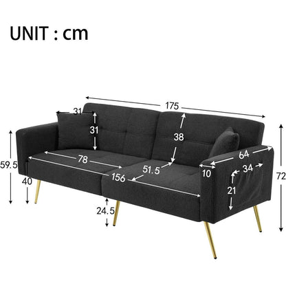 2-in-1 Schlafsofa mit verstellbarer Rückenlehne (Grau)