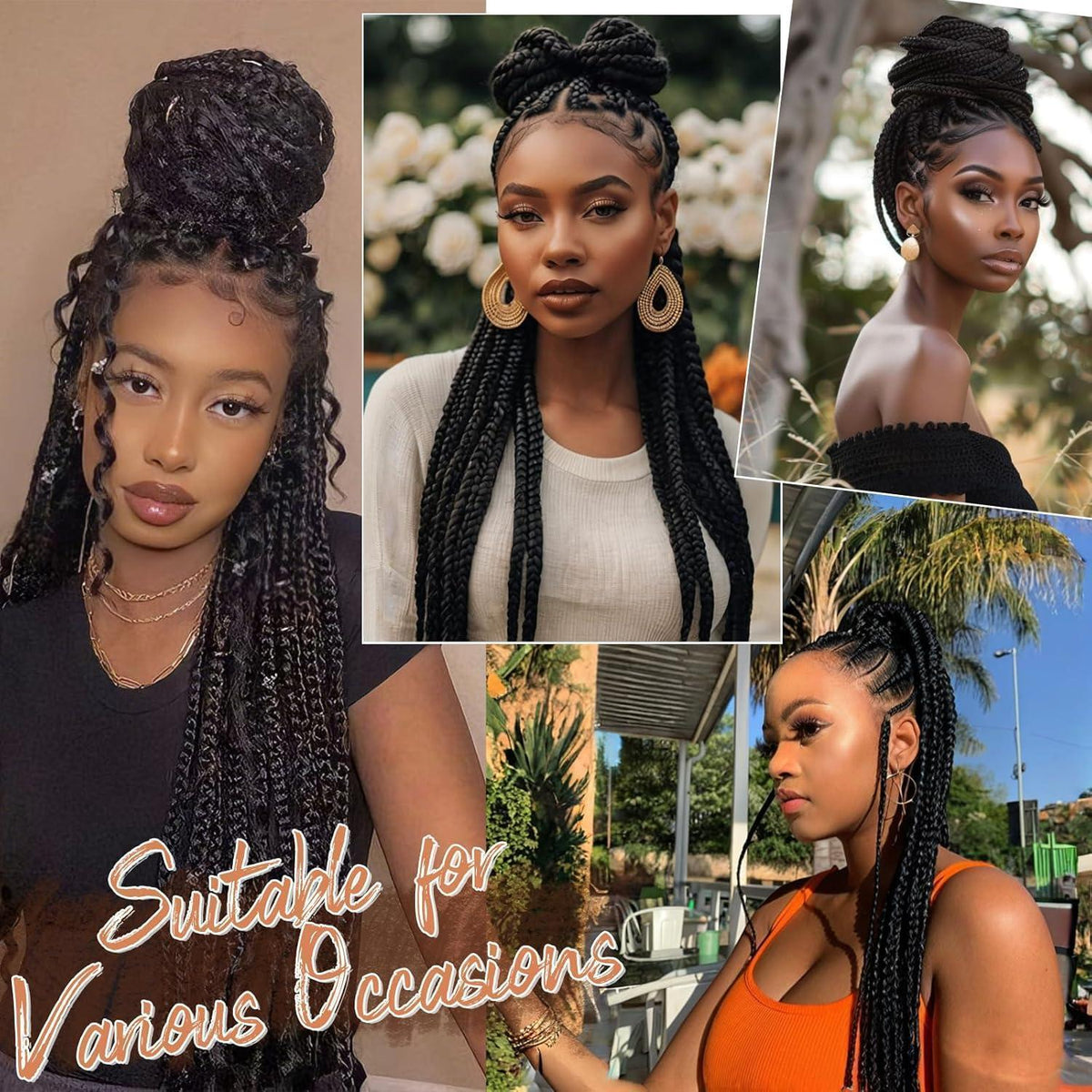 66cm Pre-Stretched Braiding Haar 8er Pack - Dunkel Kastanien Braun