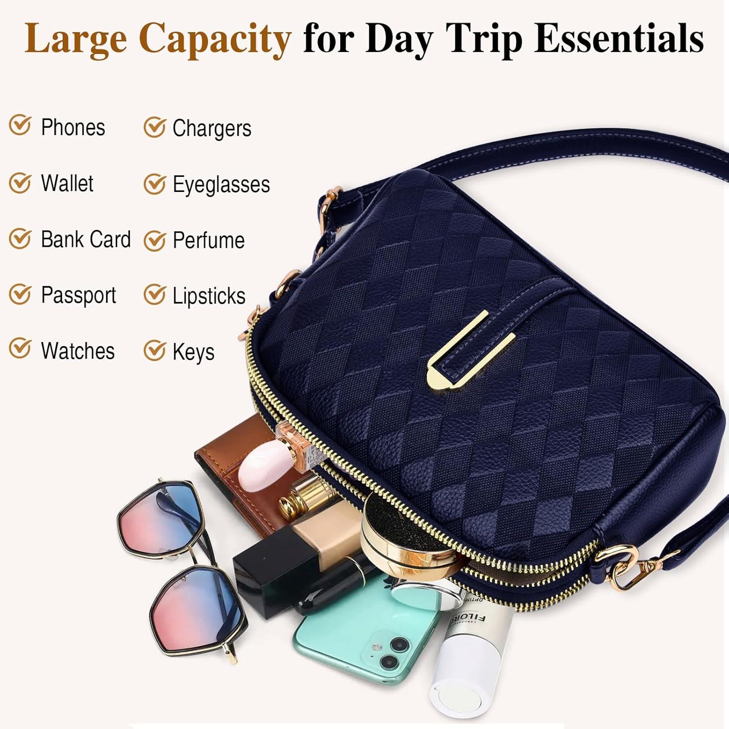 TEUEN Kleine Umhängetasche Damen Leder Crossbody Schultertasche Reißverschluss