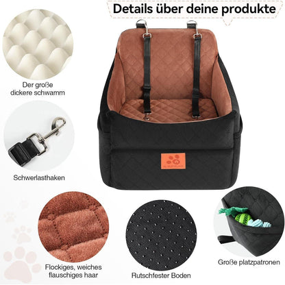 Hunde-Autositz gepolstert für kleine/mittelgroße Hunde bis 35 Pfund