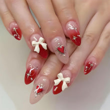 Valentinstags Press-On Nägel Set mit Herz und Schleifen Design