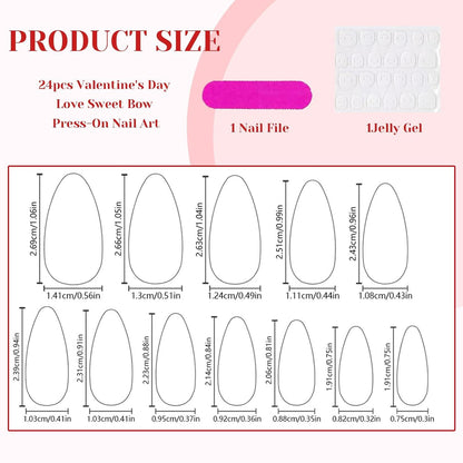 Valentinstag Nägel Set Herz Schleifen Design Jelly-Kleber J