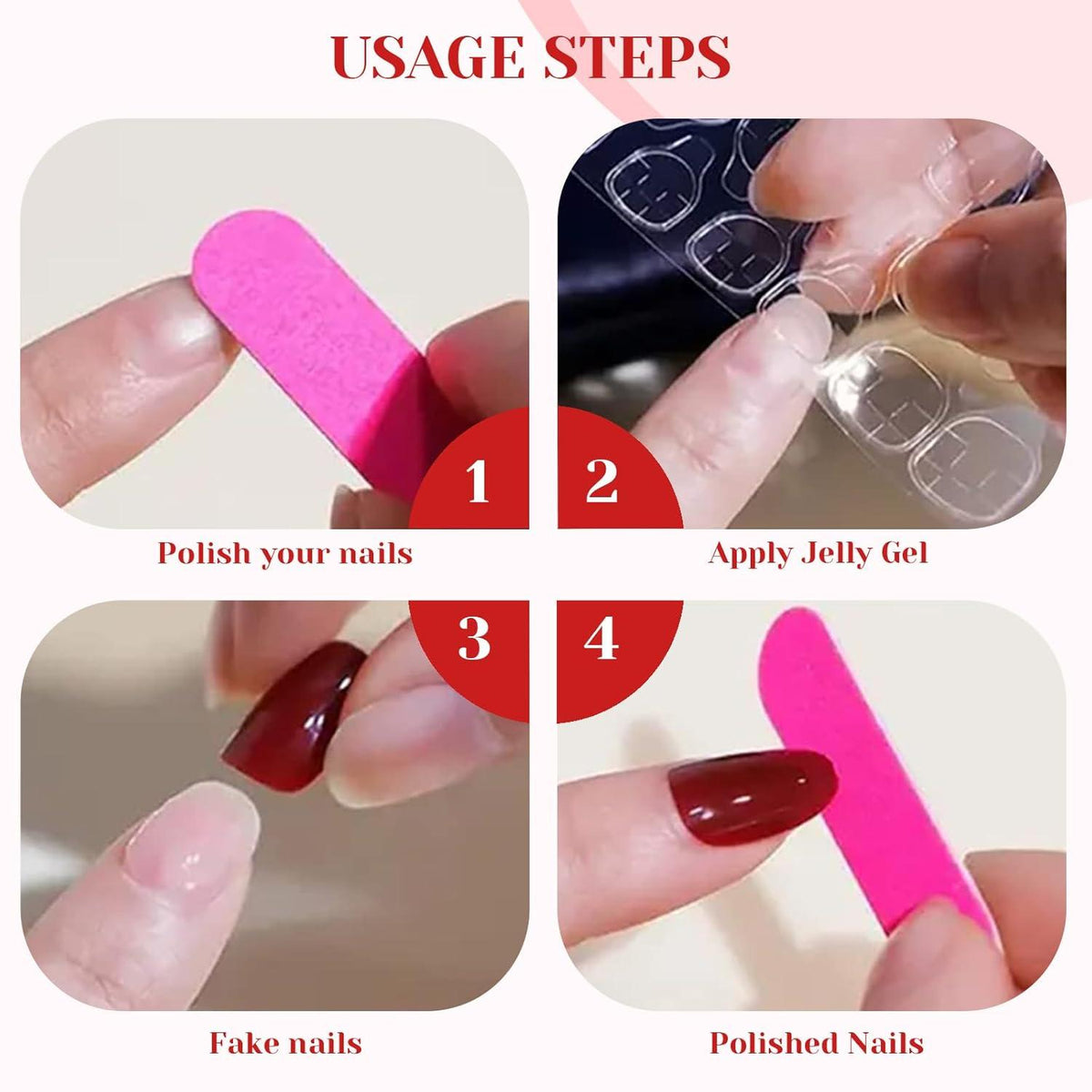 Valentinstag Press-On Nägel Set Herz Schleifen Design Glitzer Nageldesign Kit