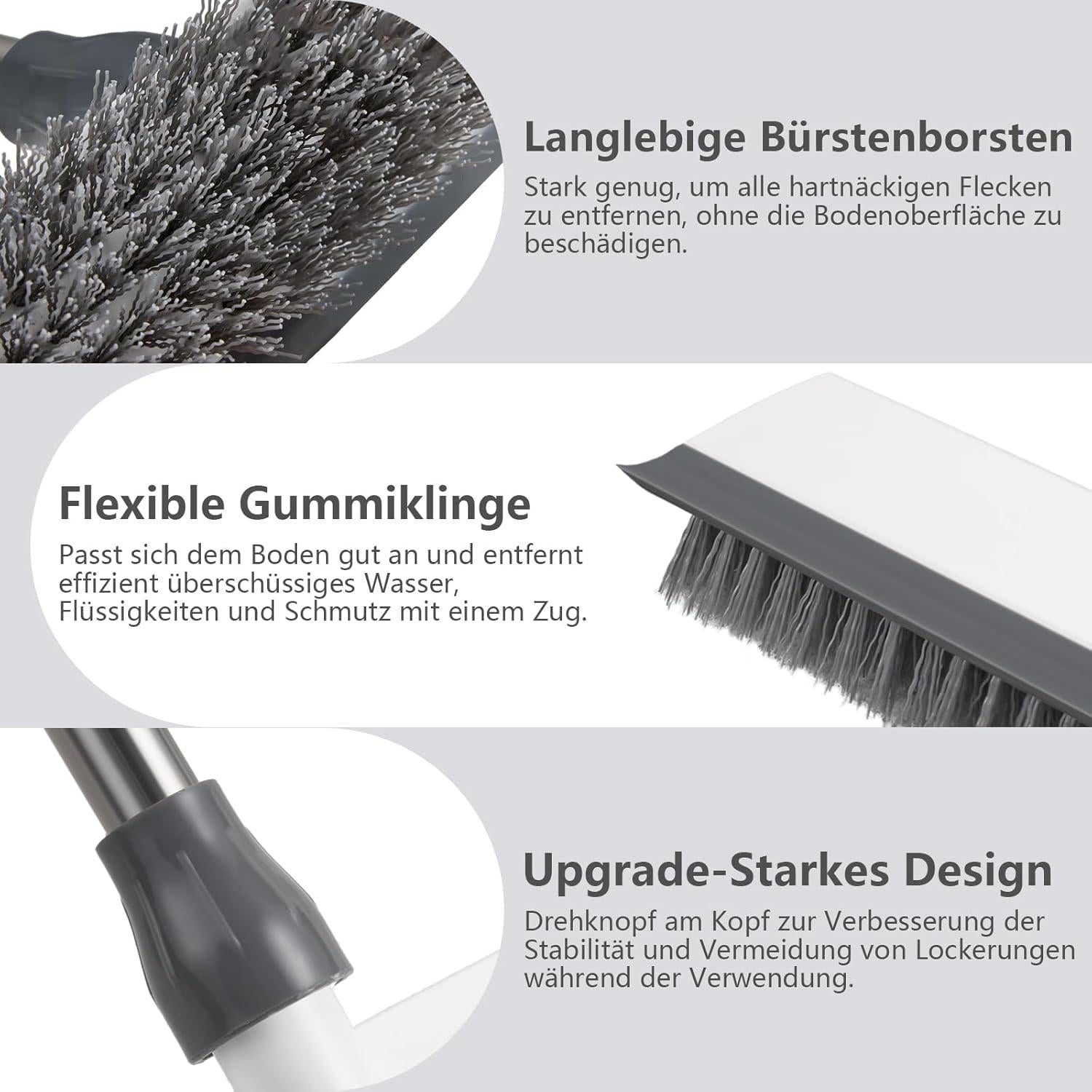 Mitclear Boden-Scheuerbürste Langem Stiel 2-in-1 Fliesenreinigung