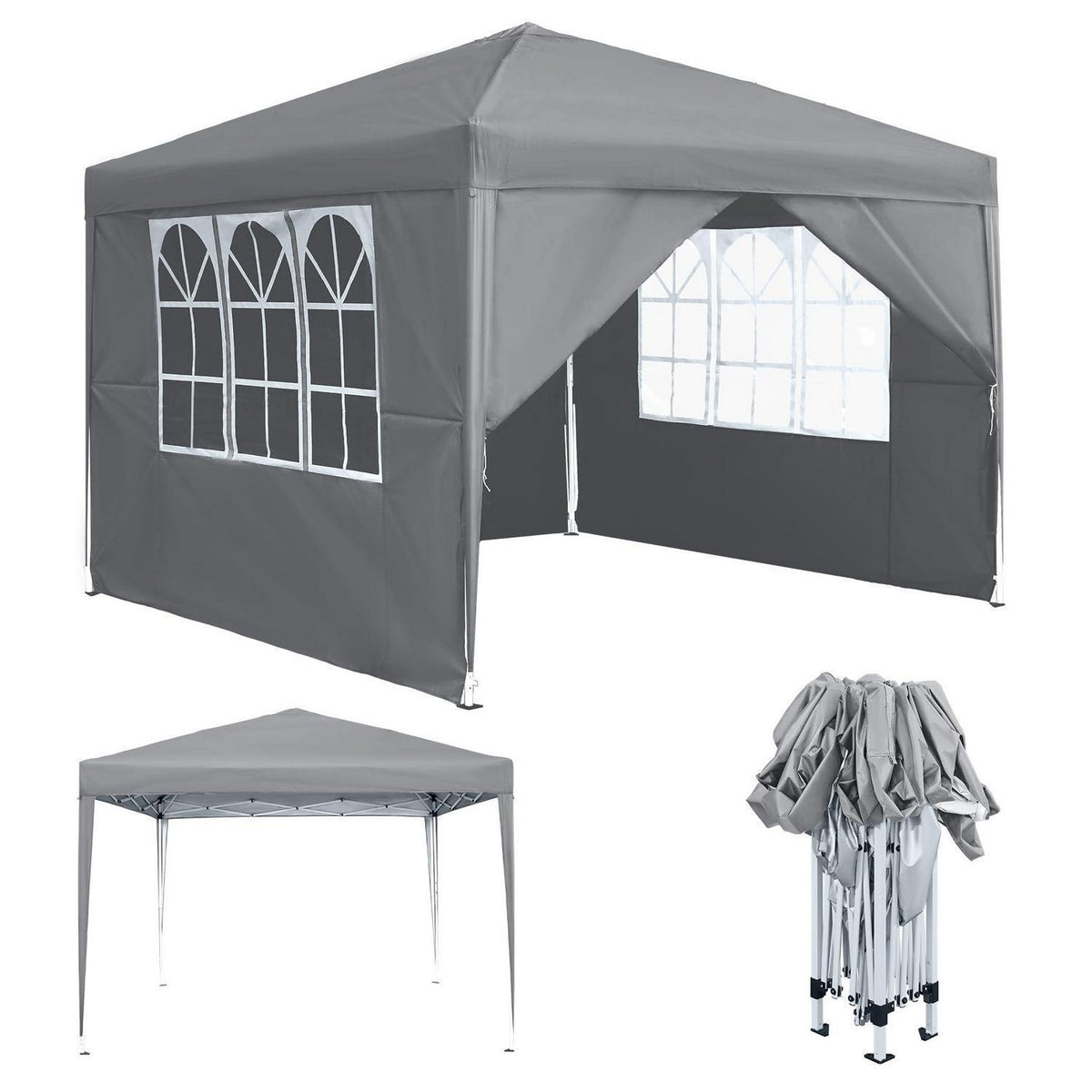 Wasserdichter Faltpavillon 2.5x2.5m mit Seitenteilen & UV-Schutz