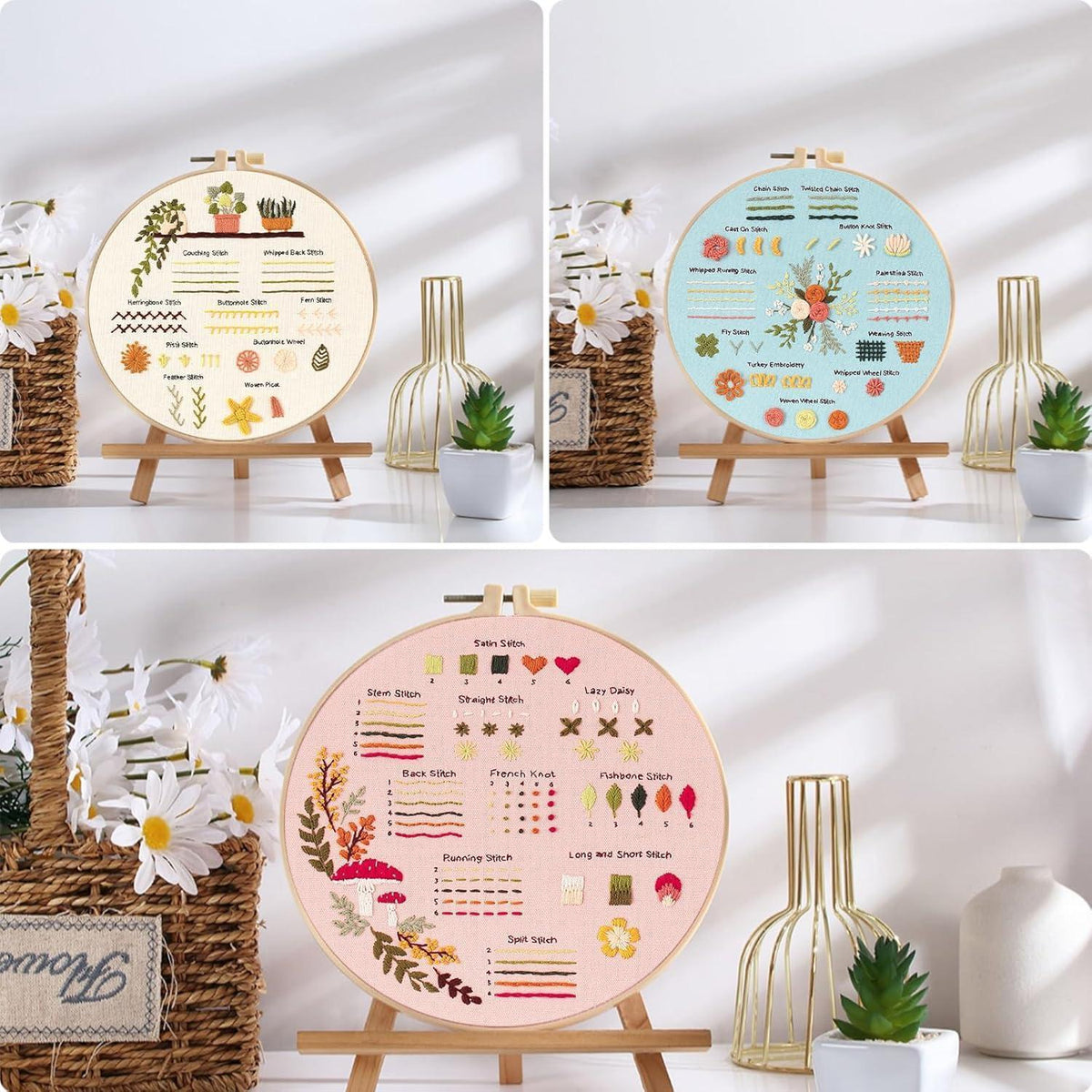 Kreuzstich Set für Anfänger mit Blumenmuster & Zubehör