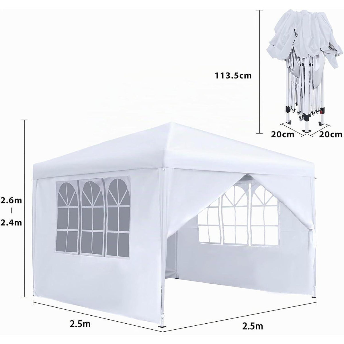 Faltbarer Pavillon 2.5x2.5m – Wasserdicht & UV-Schutz für Garten & Party