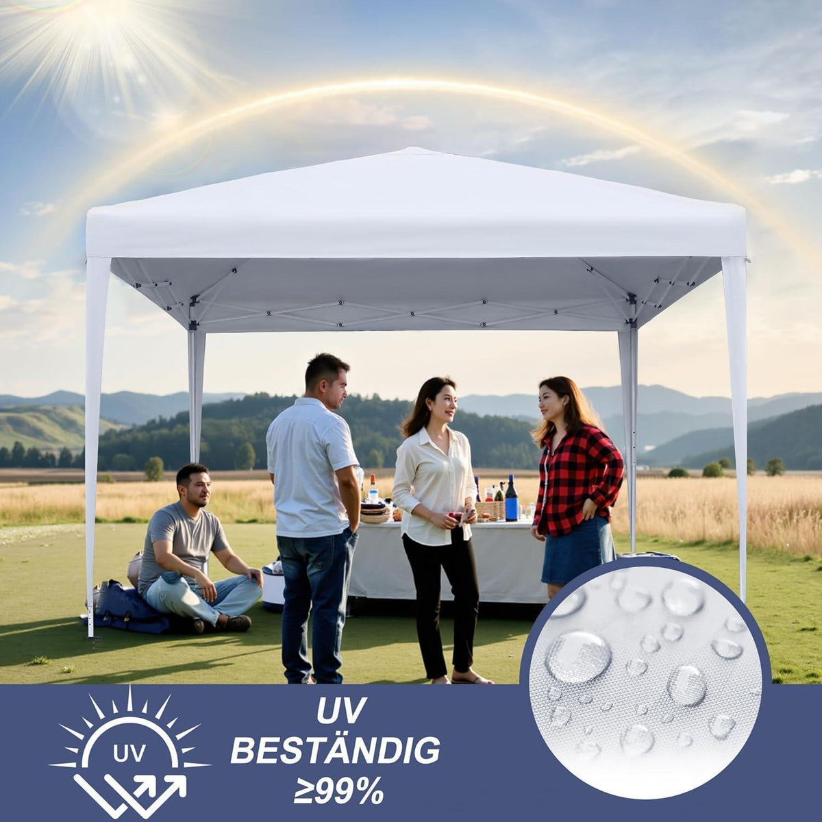 Faltbarer Pavillon 2.5x2.5m – Wasserdicht & UV-Schutz für Garten & Party