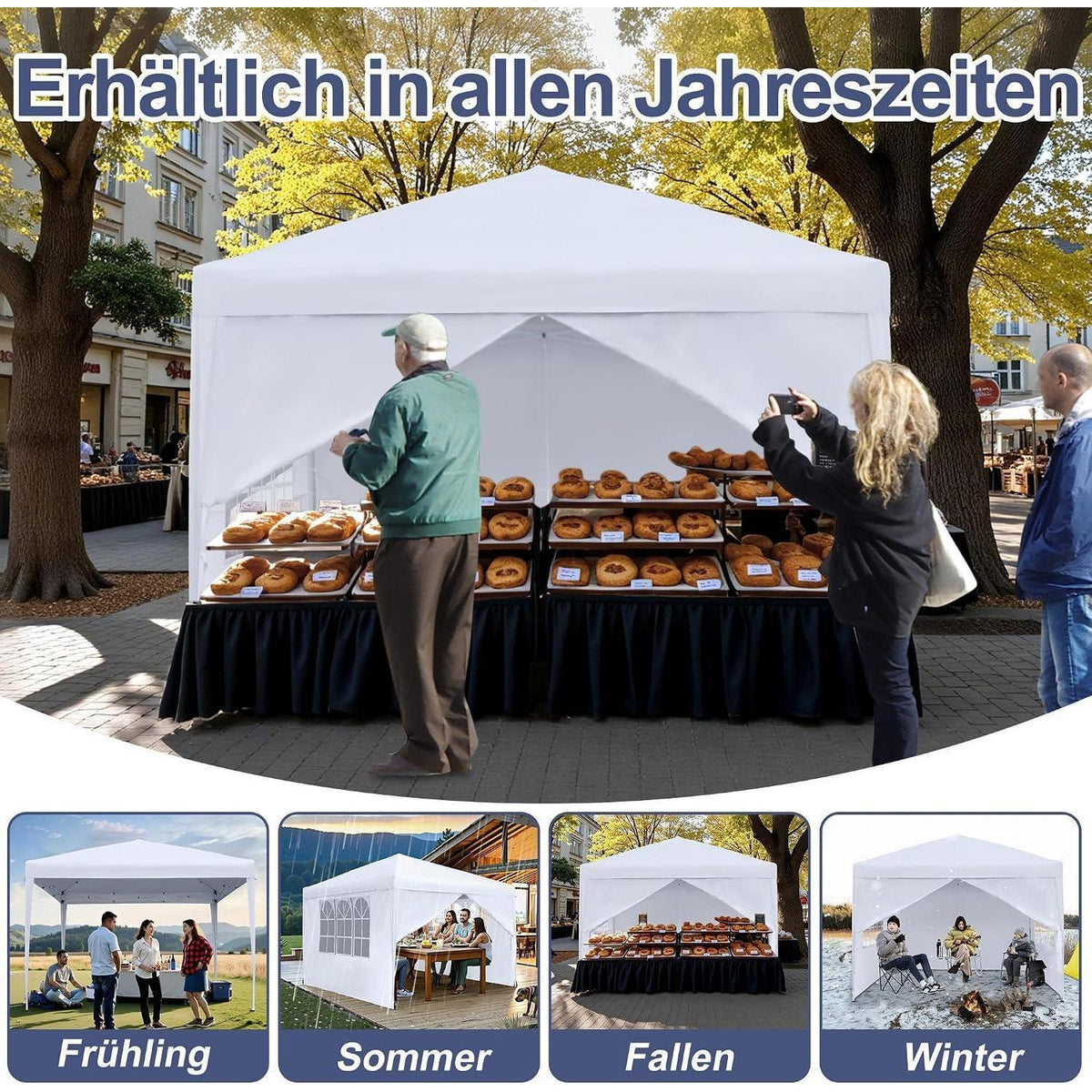 Faltbarer Pavillon 2.5x2.5m – Wasserdicht & UV-Schutz für Garten & Party