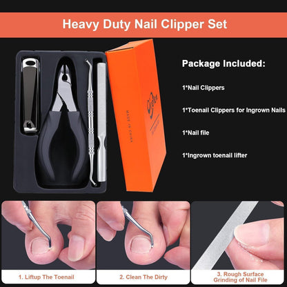 Nagelschere für dicke Nägel, Edelstahl, mit Nagelfeile