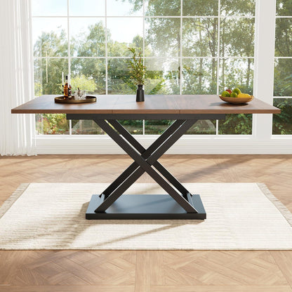 Ausziehbarer Esstisch Schwarz – Rechteckiger Küchentisch 120-160x80 cm