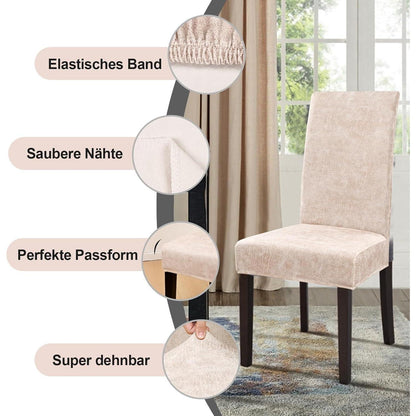 Sämischleder Stuhlhussen 6er Set – Stretchbezüge für Stühle