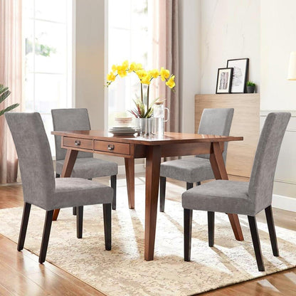 Sämischleder Stuhlhussen 6er Set – Grau, Stretch & Abnehmbar