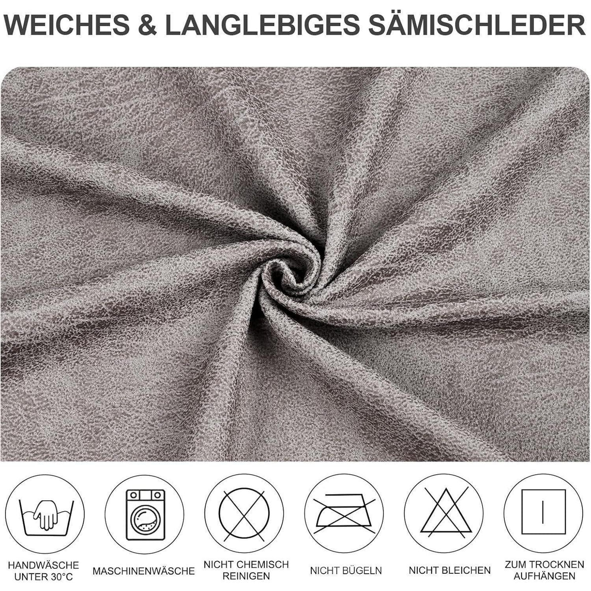 Sämischleder Stuhlhussen 6er Set – Grau, Stretch & Abnehmbar