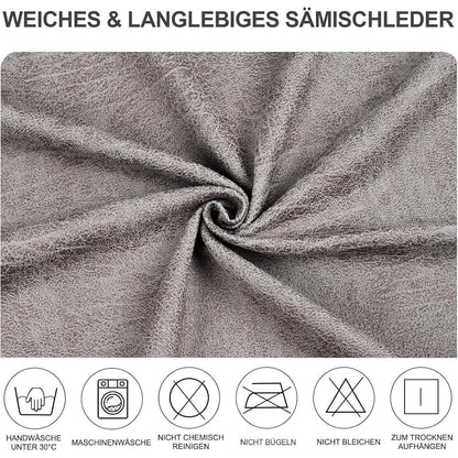 Sämischleder Stuhlhussen 6er Set – Grau, Stretch & Abnehmbar