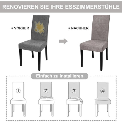 Sämischleder Stuhlhussen 6er Set – Grau, Stretch & Abnehmbar