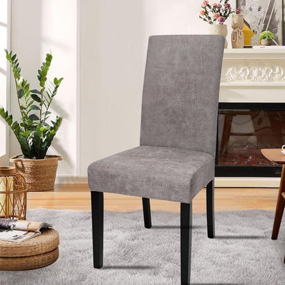 Sämischleder Stuhlhussen 6er Set – Grau, Stretch & Abnehmbar
