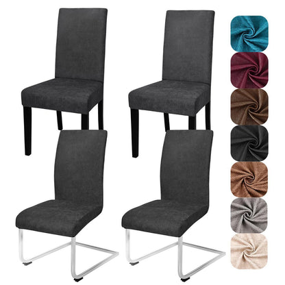 Stretch Stuhlhussen Sämischleder 4er Set Schwarz