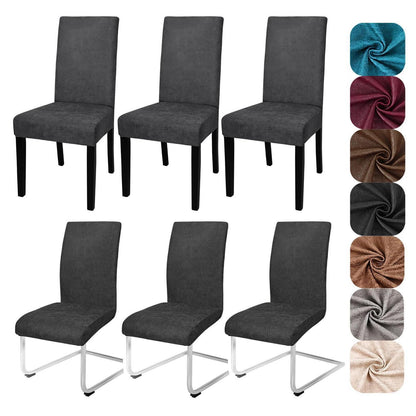 Stretch Stuhlhussen Sämischleder 6er Set Schwarz