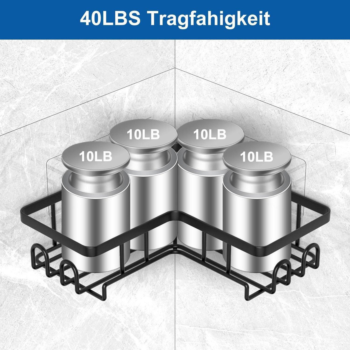 Duschablage Eckregal ohne Bohren – 3er Set Schwarz