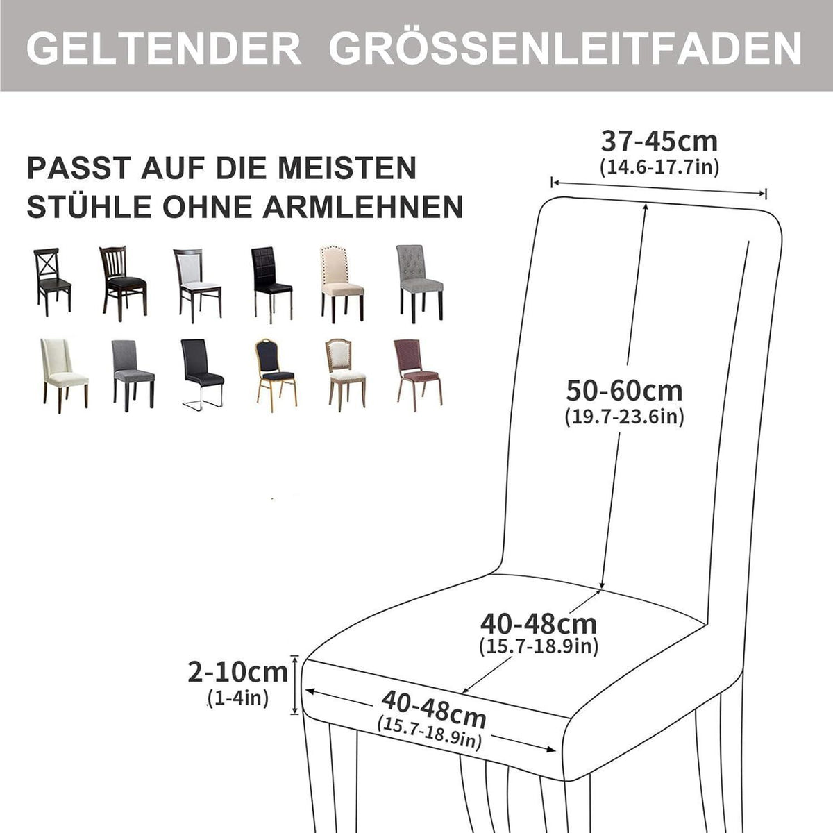 Stretch Stuhlhussen Set 4er Grau – Abnehmbar & Waschbar