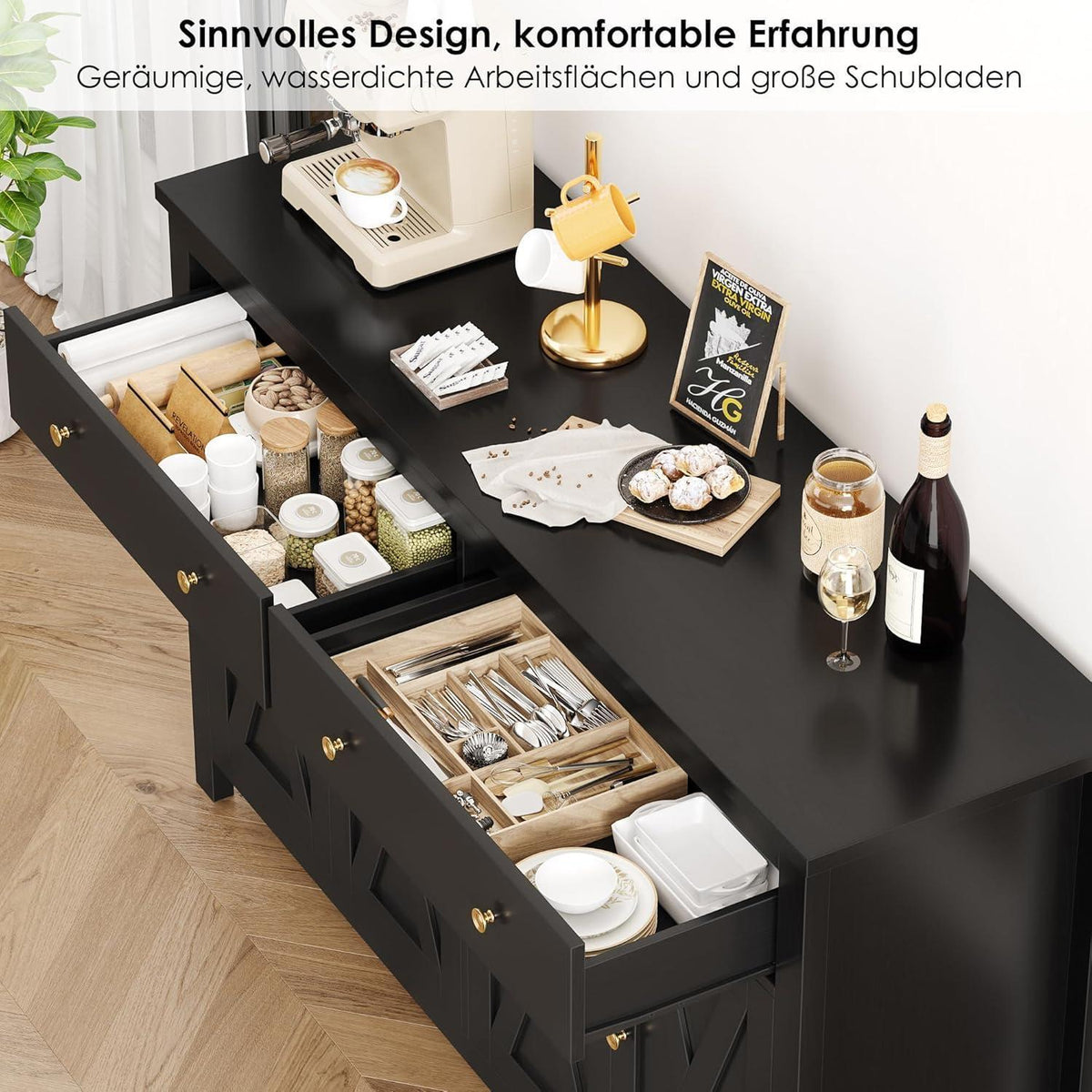 140cm Sideboard mit Arbeitsplatte – Küchenschrank & Buffetschrank