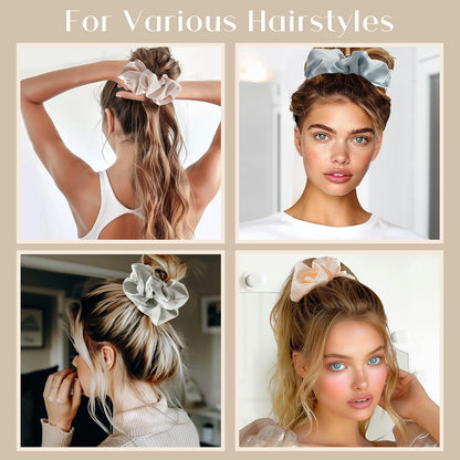 Große Seide Haargummis 4 Farben Scrunchies Satin Damen Mädchen