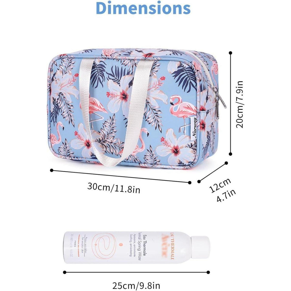 Kulturbeutel groß Aqua Flamingo | Reise Kosmetiktasche Organizer