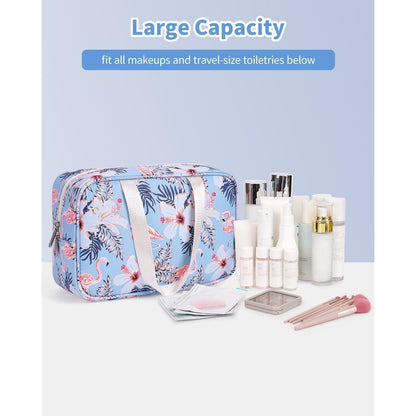 Kulturbeutel groß Aqua Flamingo | Reise Kosmetiktasche Organizer