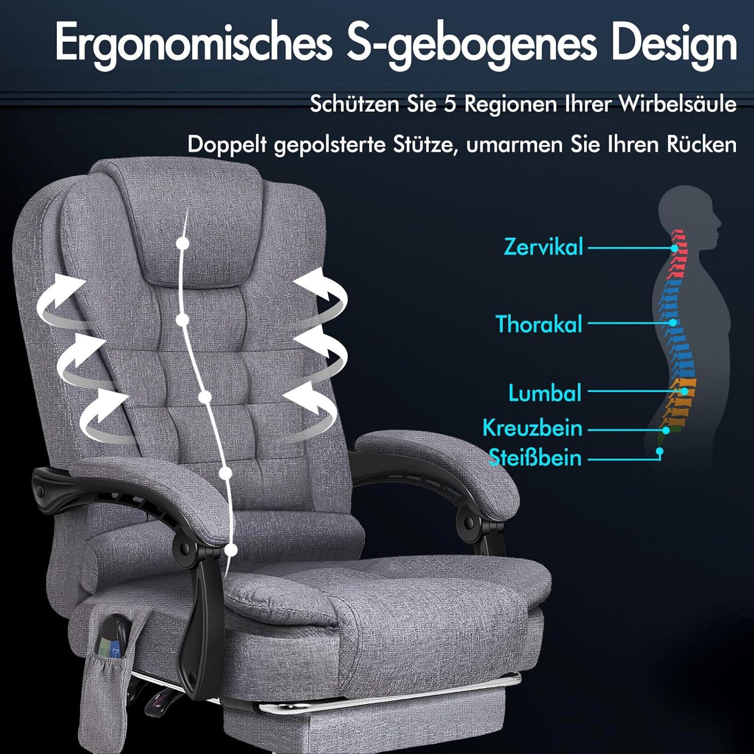 ALFORDSON Bürostuhl mit Massagefunktion und