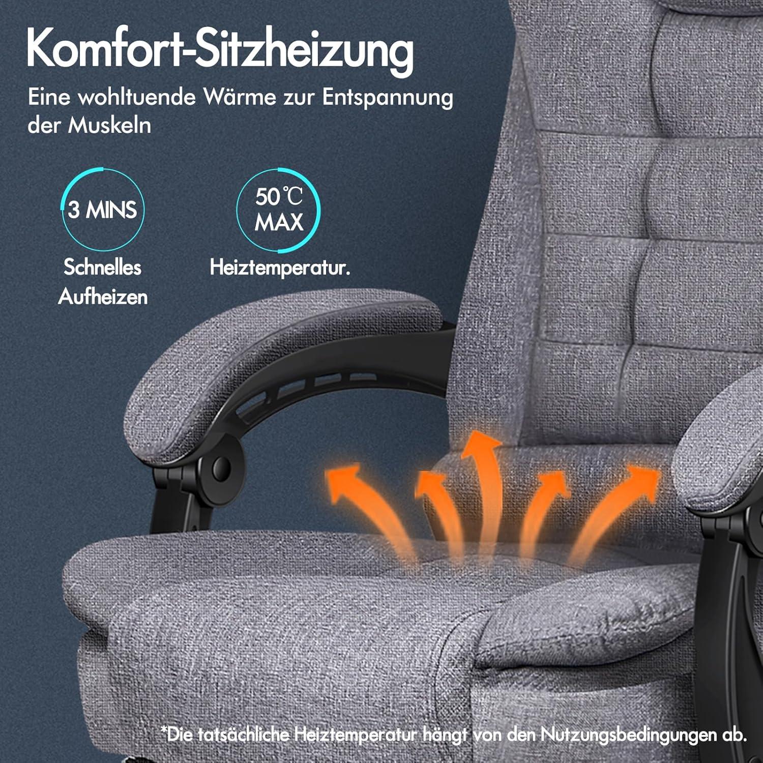 Bürostuhl Massagefunktion ergonomisches Design große Sitzpolsterung