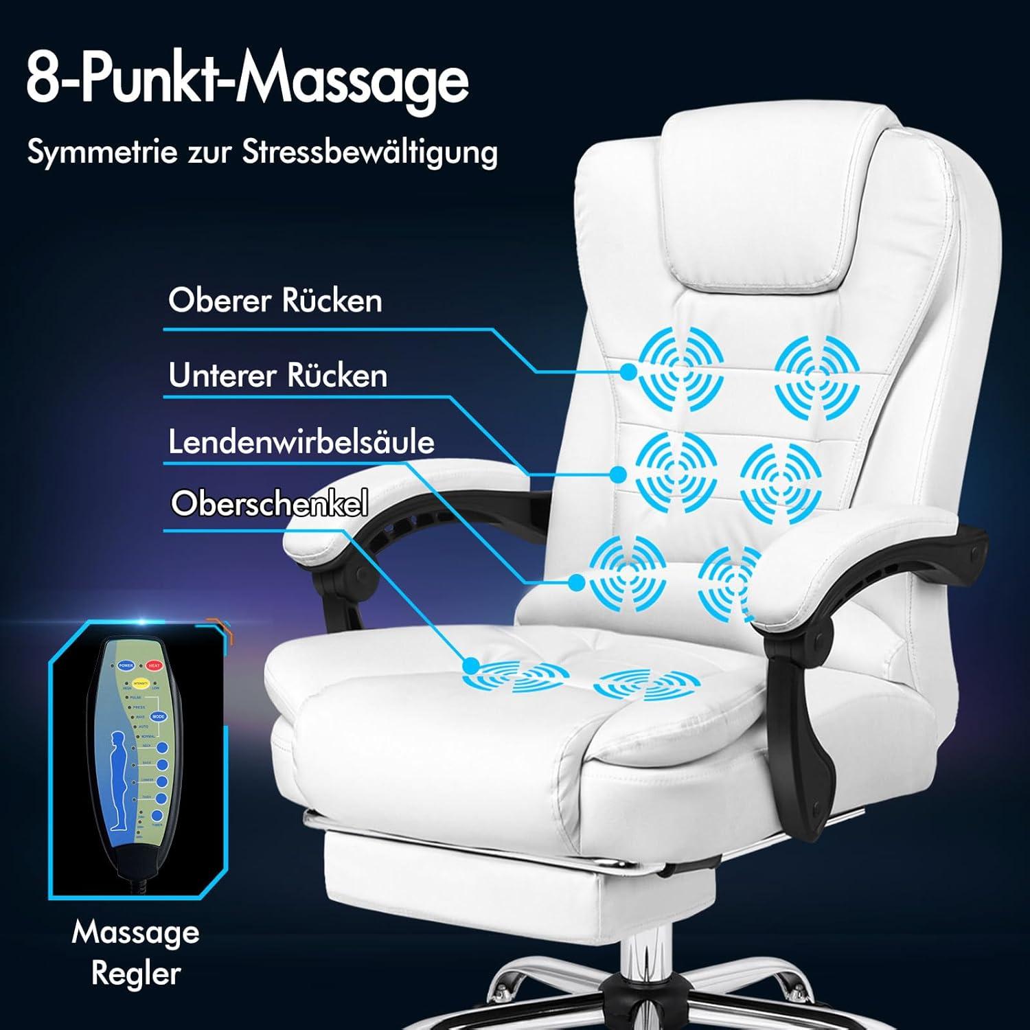 Bürostuhl mit Massagefunktion und Lendenwirbelstütze, ergonomisches
