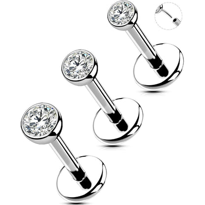 Nasenpiercing Stecker 3er Set 18G 8mm Klar CZ Edelstahl