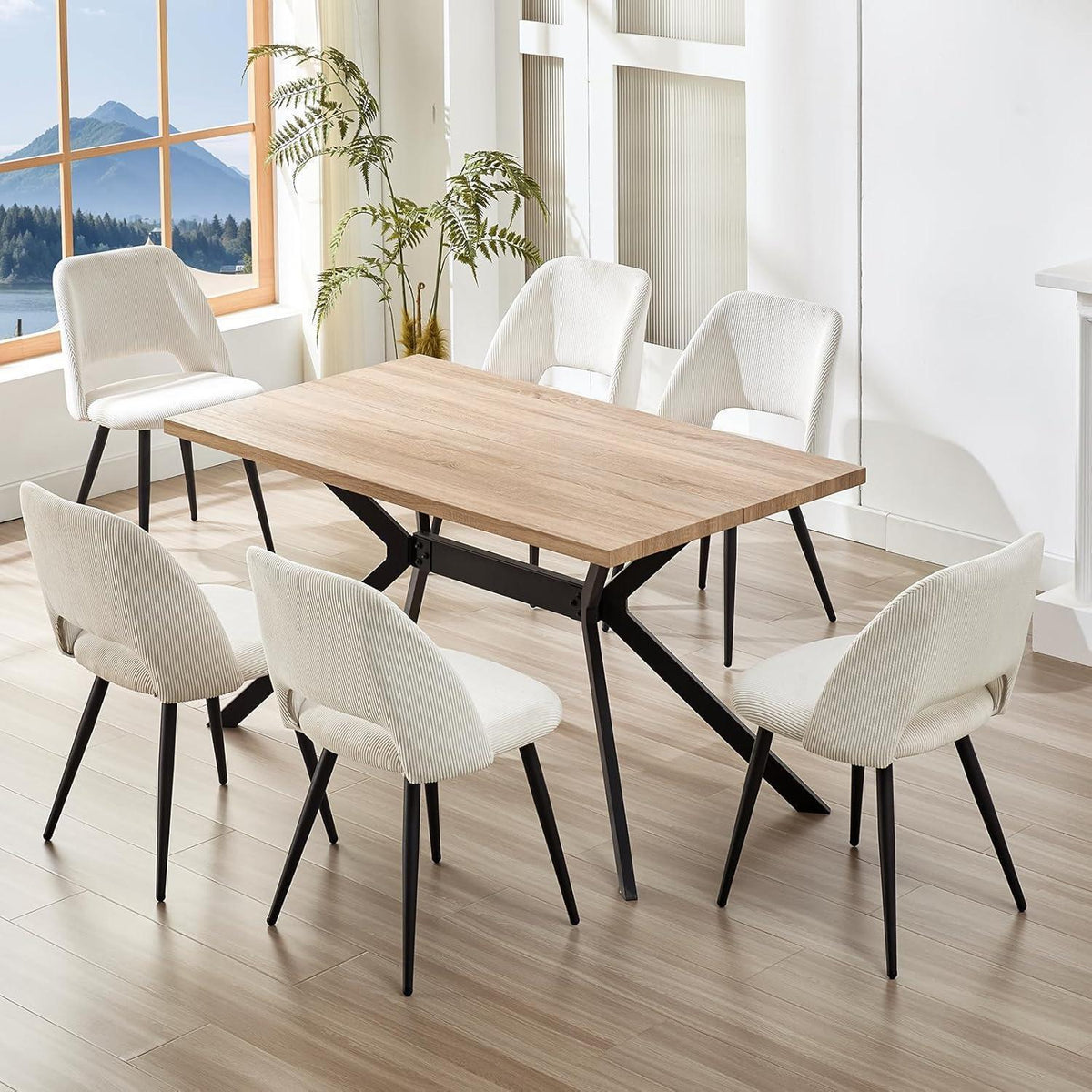 Esszimmerstühle 6er Set, Samt, Beige – Modern & Komfortabel