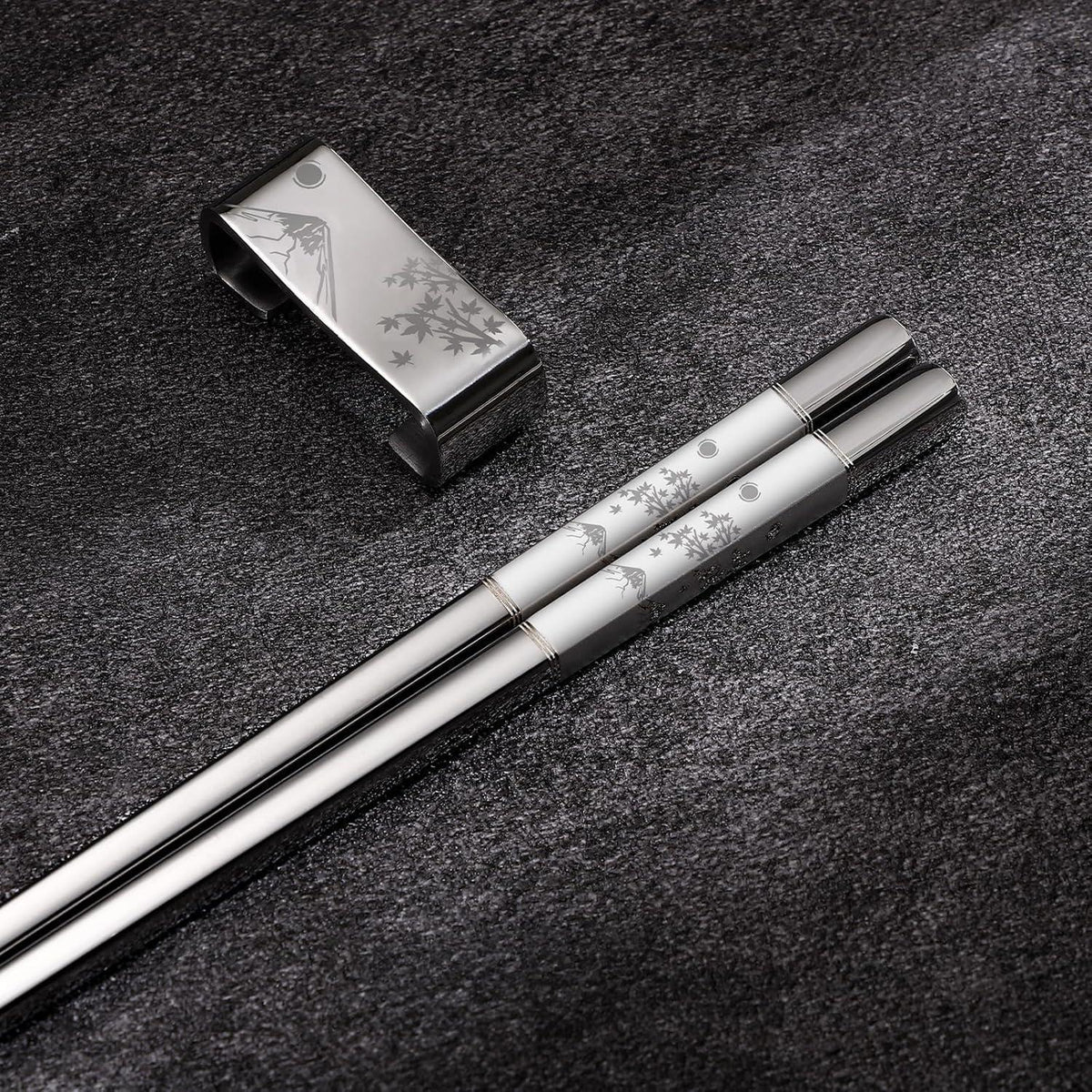 Metall Essstäbchen Set mit Halter – Wiederverwendbar & Spülmaschinenfest