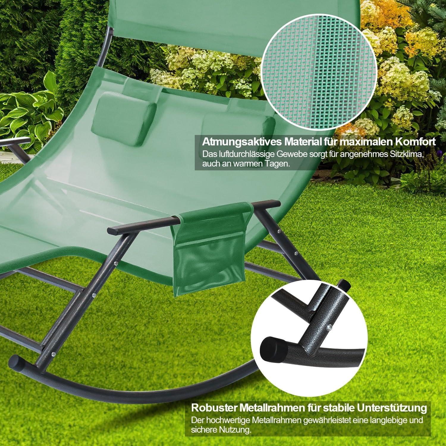 Doppelliege Outdoor Schaukelliege 250 kg Sonnenliege 2 Personen