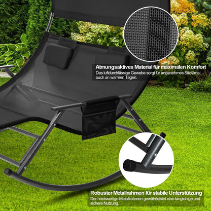 Doppelliege Outdoor Sonnenliege bis 250 kg Sonnendach Tasche Textilene