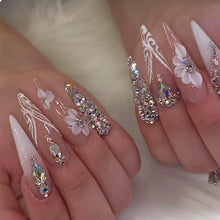Stiletto Press on Nails Falsche Nägel Handverarbeitet Rhinestones