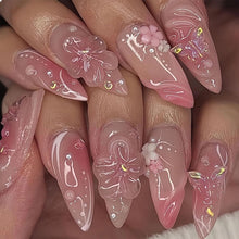 24 Stück Mandelförmige 3D Blumen Perl Nagelkunst Set