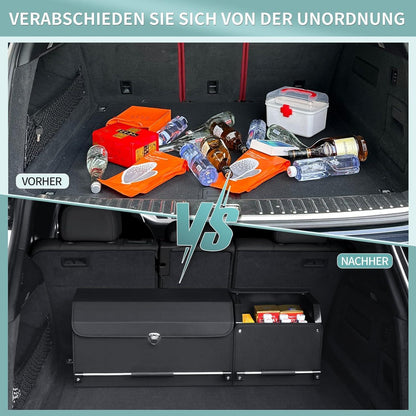 Auto Kofferraum Organizer mit Deckel – XXL Aufbewahrungsbox in Lederoptik