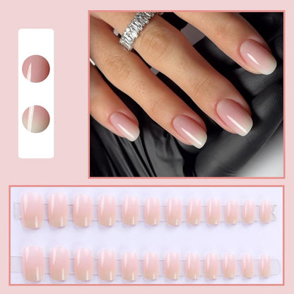 24 French Press on Nägel Nude Pink Acryl Nägel mit