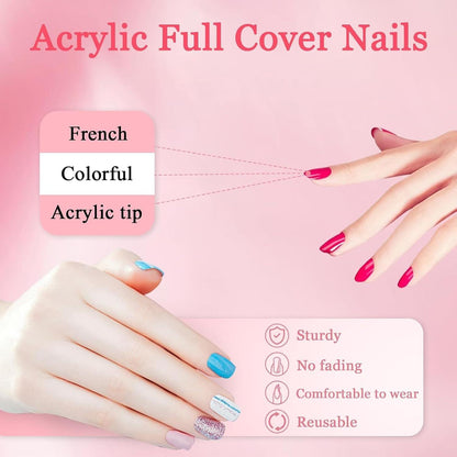 24er Set Nude Pink Acrylnägel zum Aufkleben Fingernägel French Press