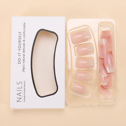 24 Stück French Press on Nägel Kurz Nude Pink Künstliche Acryl Nägel mit Nagelkleber