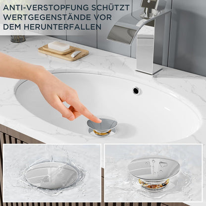 Wasserfall Waschtischarmatur mit Ablaufgarnitur, polierter Chrom