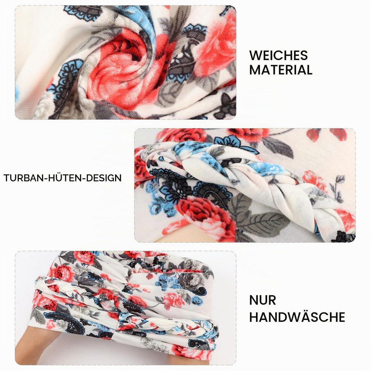 Damen Turban mit Zopfmuster, vorggebunden, Beanie Mütze