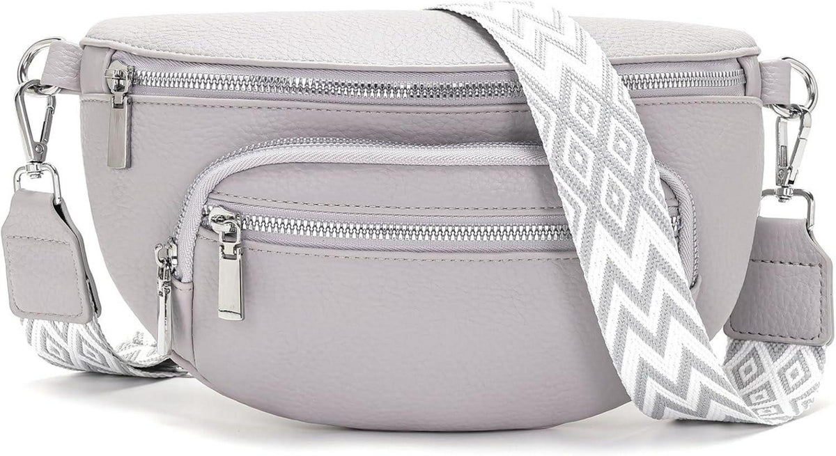 Kleine Bauchtasche Damen Beige Vegan Leder Umhängetasche Crossbody Bag