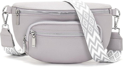 Kleine Bauchtasche Damen Beige Vegan Leder Umhängetasche Crossbody Bag
