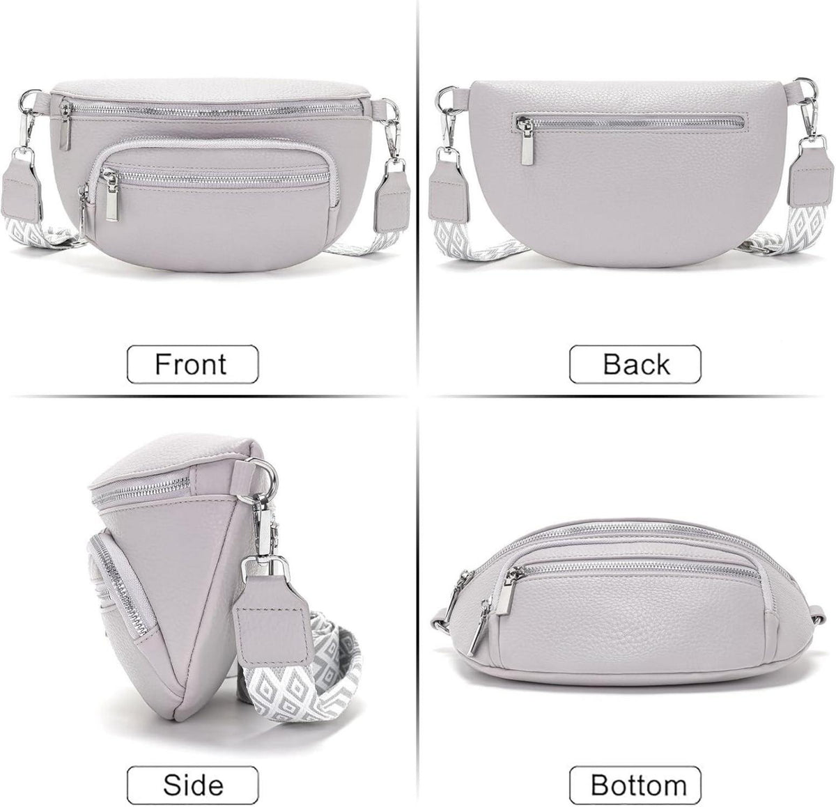 Kleine Damen Bauchtasche Beige Vegan Leder Crossbody Bag