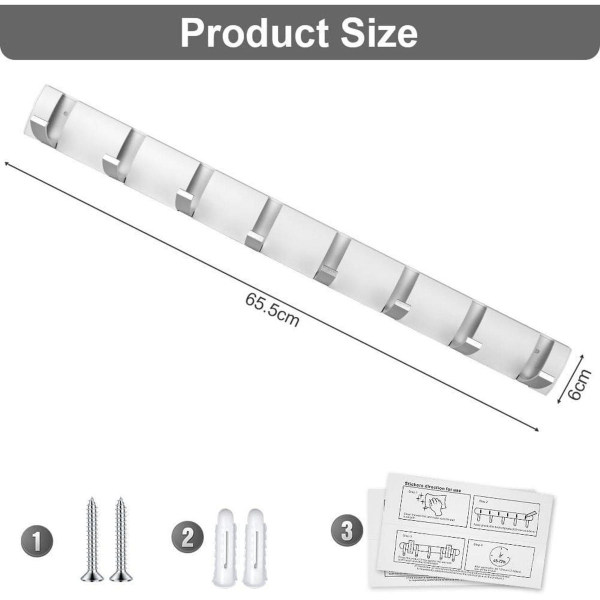 Klappbare Garderobenleiste mit 8 Haken, Weiß/Silber